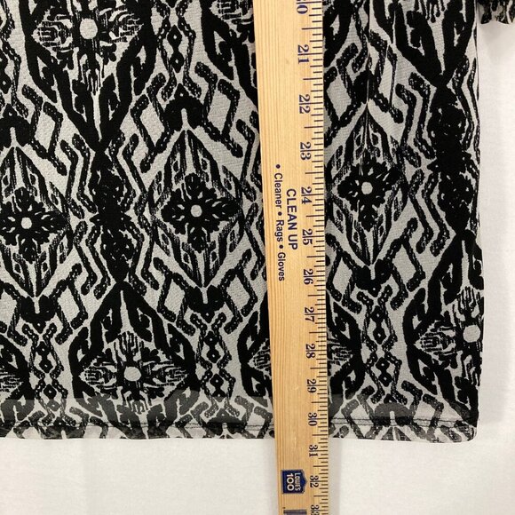 INC International Concepts 1X Black White Artsy Mesh Stretch Embellished Blouse - Picture 5 of 11